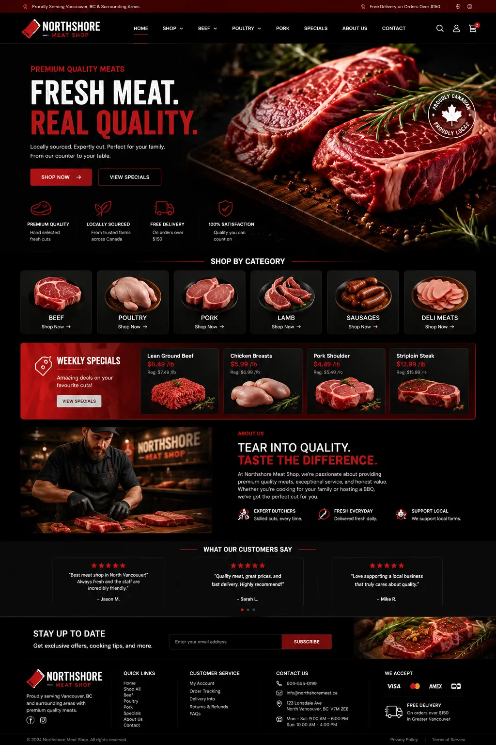 Northshore Meat Shop website mockup
