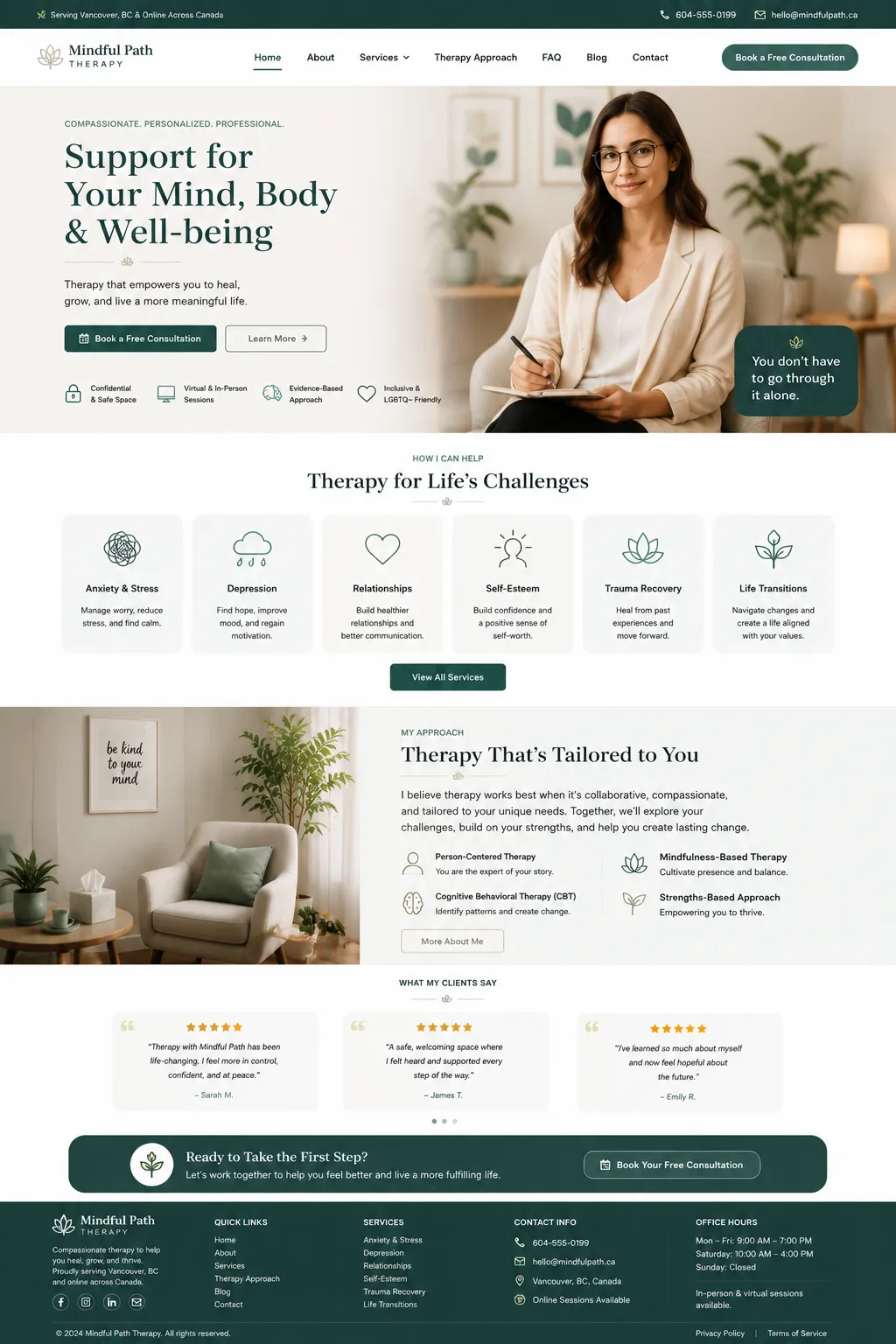 Mindful Path Therapy website mockup