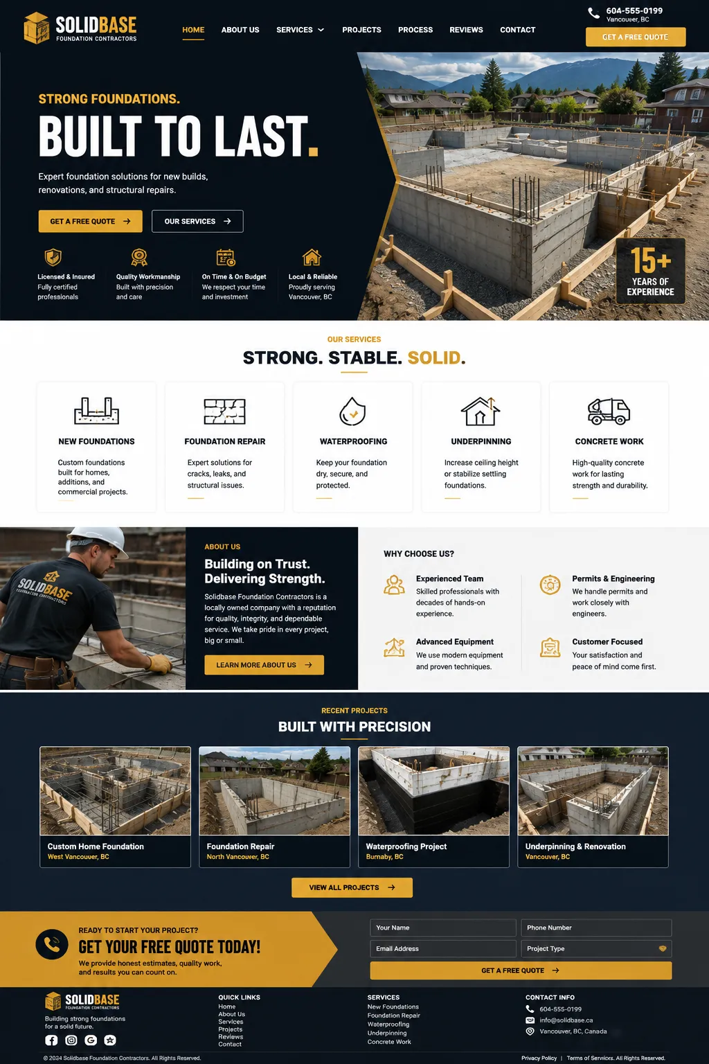 Solidbase Foundation Contractors website mockup
