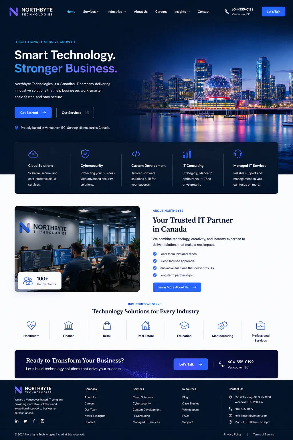 Northbyte Technologies website mockup