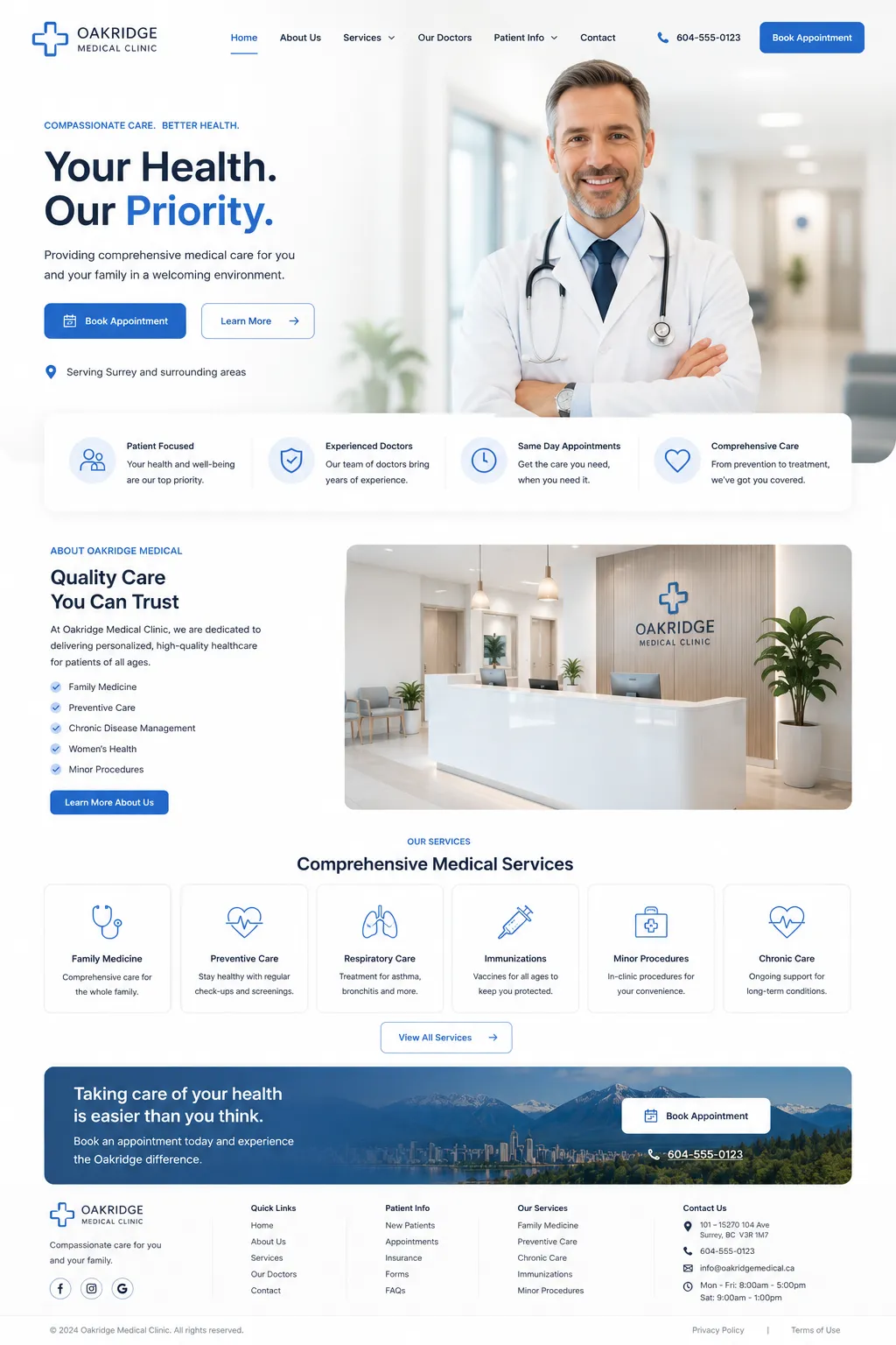 Oakridge Medical Clinic website mockup
