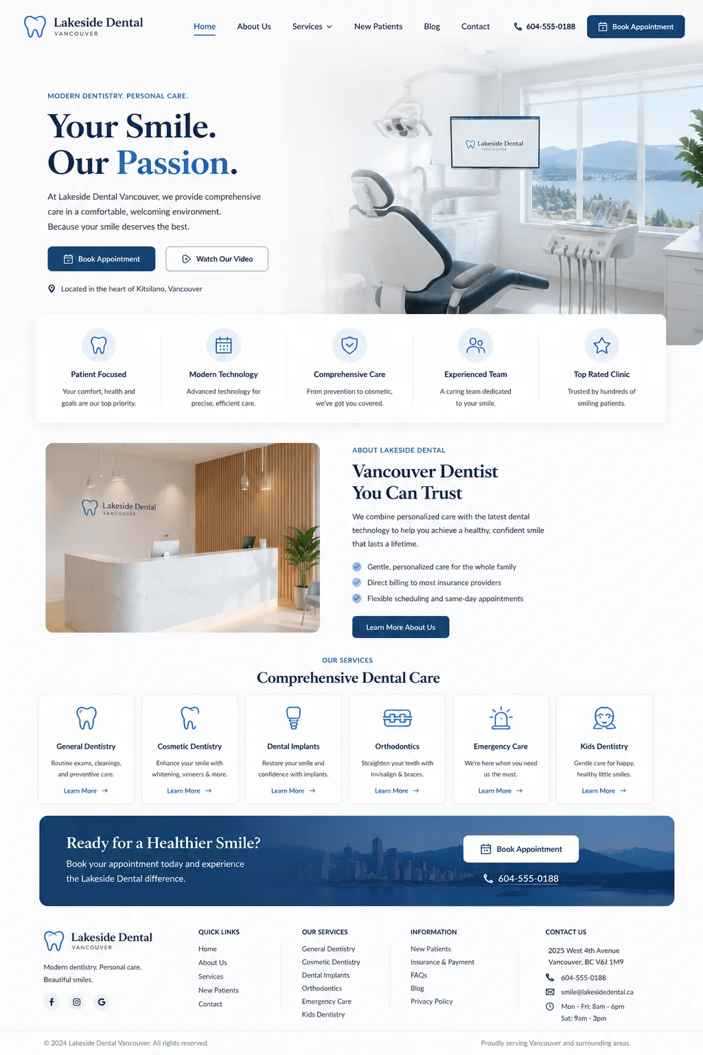 Lakeside Dental website mockup