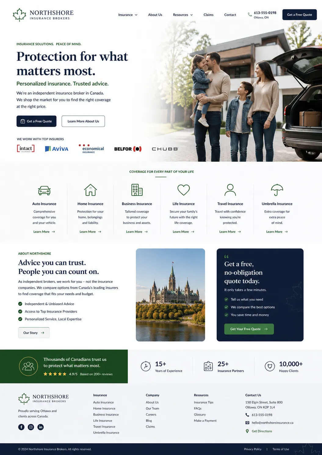 Northshore Insurance Brokers website mockup