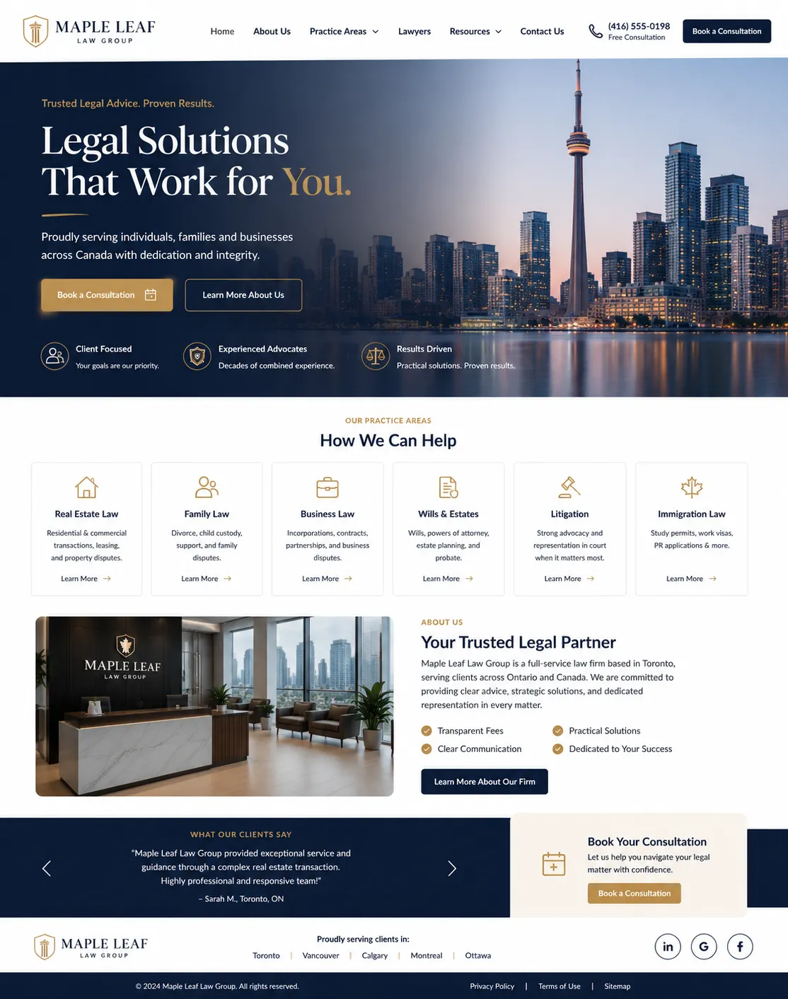 Maple Leaf Law Group website mockup