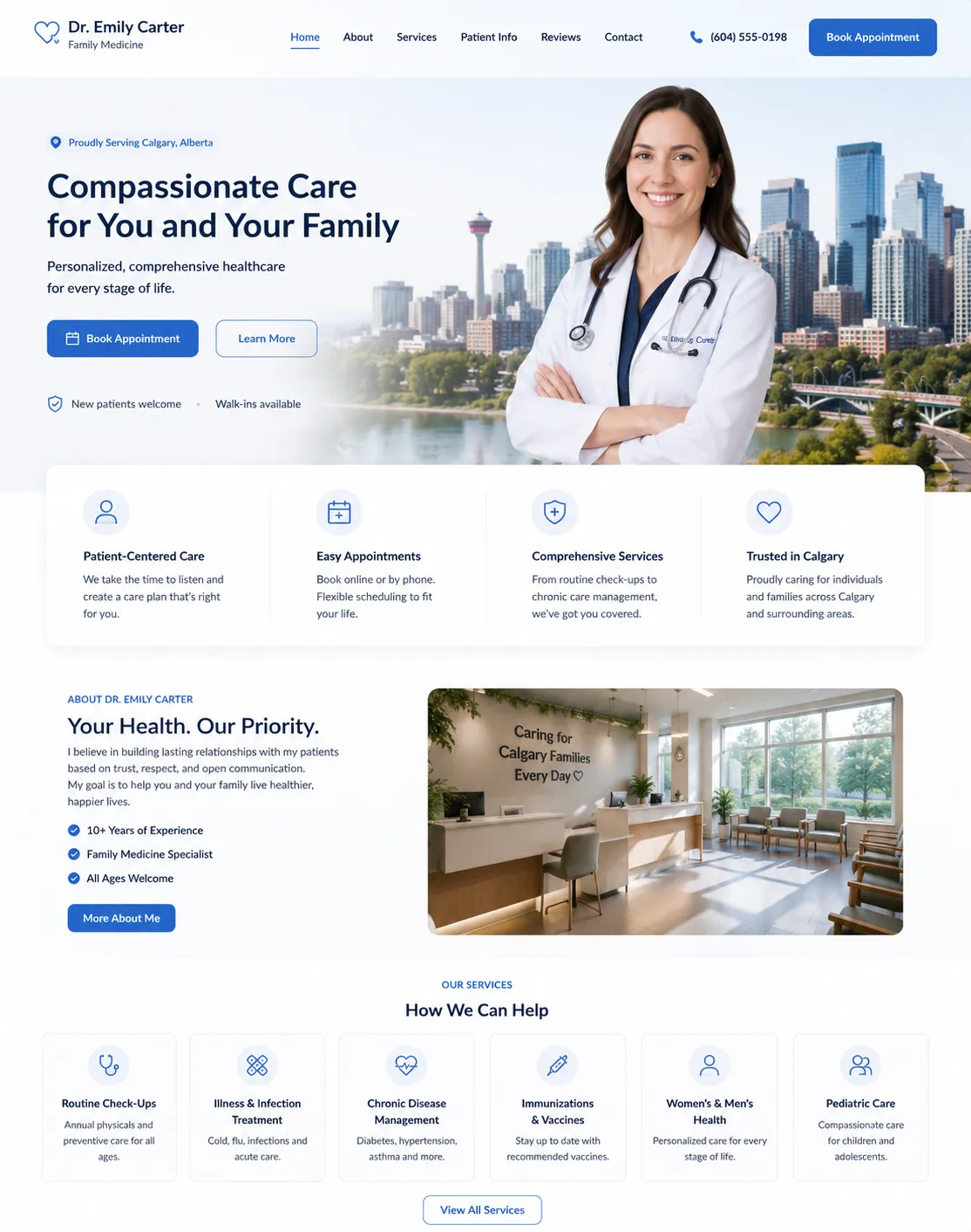Dr. Emily Carter – Family Medicine website mockup