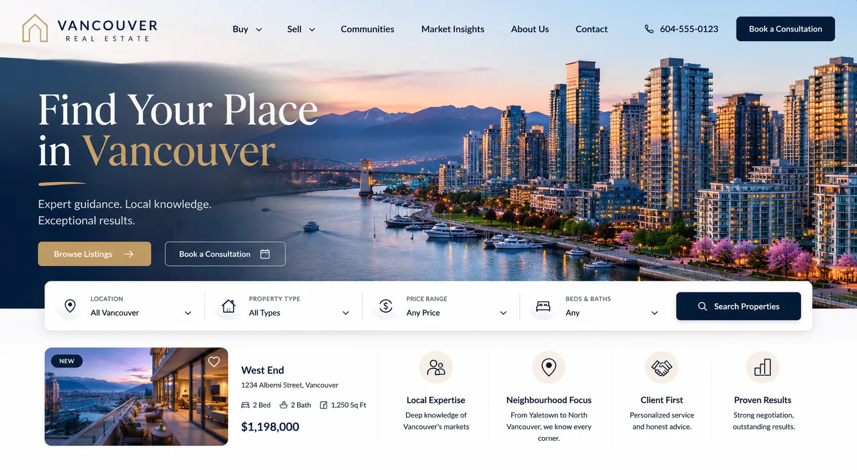 Vancouver Real Estate website mockup